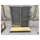 2 Sided Metal Display Rack on Casters with Shelf