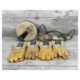 Cotton Work Gloves, Drop Light with Cord Reel