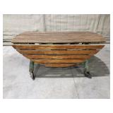 Rustic Wood Table on Casters with Drop Leaf