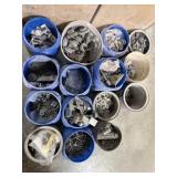 Cans of nuts bolts and fasteners