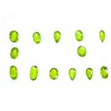 Thirteen Oval and Pear Shaped Peridots
