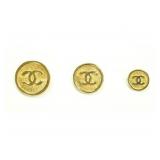 Three Vintage Chanel Classic Logo Buttons