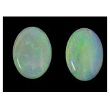 A Pair of Cabochon Cut Semi Black Opals