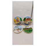 Set of Four Decorative Embossed Scene Plates