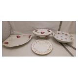 Vintage Floral China Serving Set handle broken