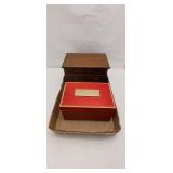 Vintage Jewelry Boxes - Red Box & Wooden Chest of