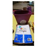 Purple Planter & Office Supplies Lot