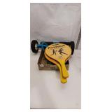 Vintage Paddleball Set with Wheeled Cart