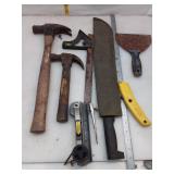 Assorted Tool Lot - Hammers, Machete, Cutter & Mor