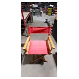 Red Canvas & Wood Folding Directors Chair