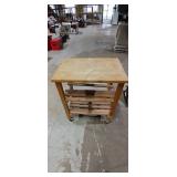 Wooden Kitchen Cart with Butcher Block Top