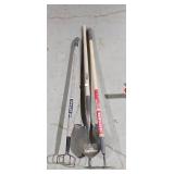 Garden Tool Lot: Shovel, Hoe, & Rake