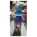 5 Stacked Vintage Classroom Chairs
