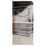 White Oval-Shaped Shelf Unit with Garment Rack