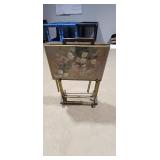 4 Vintage Floral TV Trays with Stand