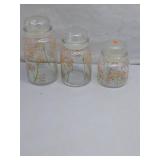 Set of 3 Vintage Floral Glass Canister Jars