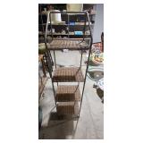 Vintage Wicker & Metal Shelf Unit