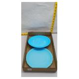 Fenton "Christmas in America" Blue Plates (2)