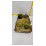 Green Glass Decorative Glassware Lot
