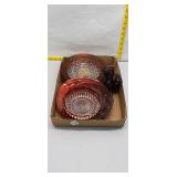 Vintage Ruby Glass Serving Pieces & Cruet - Glass