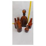 Vintage Amber Glass Bottle Collection