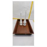 Mid-Century Modern Bud Vases & Wooden Tray
