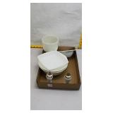 Vintage FTD Milk Glass Serving Set