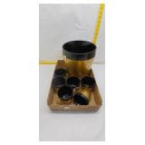 Mid-Century Gold & Black Thermo-Serv Ice Bucket &