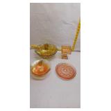 Vintage Iridescent Glass Bowl & Dishes Lot