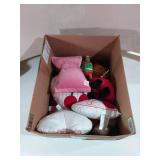 Plushie & Pillow Lot: Cherries, Dogs, Food, & Hear