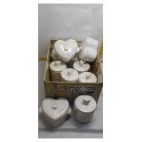 3 Heart-Shaped Ceramic Bowls & 7 Lidded Jars
