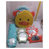 7 Animal-Shaped Bath Toys and 10 Mirrors Lot