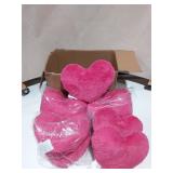Lot of 9 Pink Heart-Shaped Plush Pillows