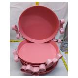 Set of 12  Pink  and white Metal Trays with Bow Ha