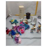 Assorted Toy Lot: Refrigerator, Dolls, Animals, &