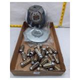 3 Cadillac Wheel Center Caps & Lug Nuts - Lot