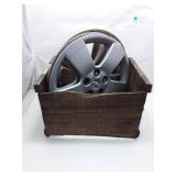 3 Chevrolet Wheel Covers in Wooden Crate