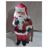 Vintage Lighted Santa with Reindeer Statue