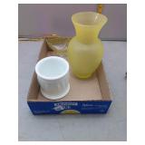 Vintage Glassware Lot: Vase, Dish, & Tumbler