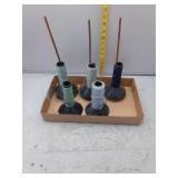 Vintage Thread Spools in Cardboard Tray