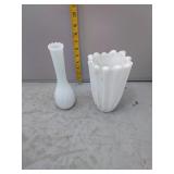Vintage White Milk Glass Vases