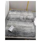 Gray Fluffy Bath Mat Set