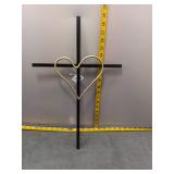 Metal Cross with Heart Accent
