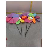 4 Colorful Pinwheel Garden Stakes