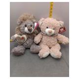 Adorable Plush Lion & Curly Bear Duo