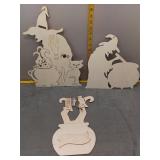 Wooden Witch Halloween Decorations Lot