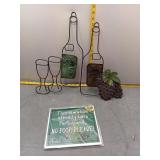Wine Bottle & 'No Poop' Garden Art Lot