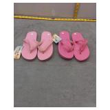 Lot of 2 pair Girls' Pink Flip Flops, Size L
