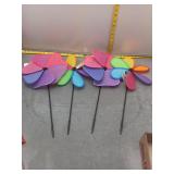 Colorful Outdoor Pinwheel Garden Stakes - Set of 4