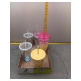 Set of 4 Assorted Tumblers with Lids and Straws